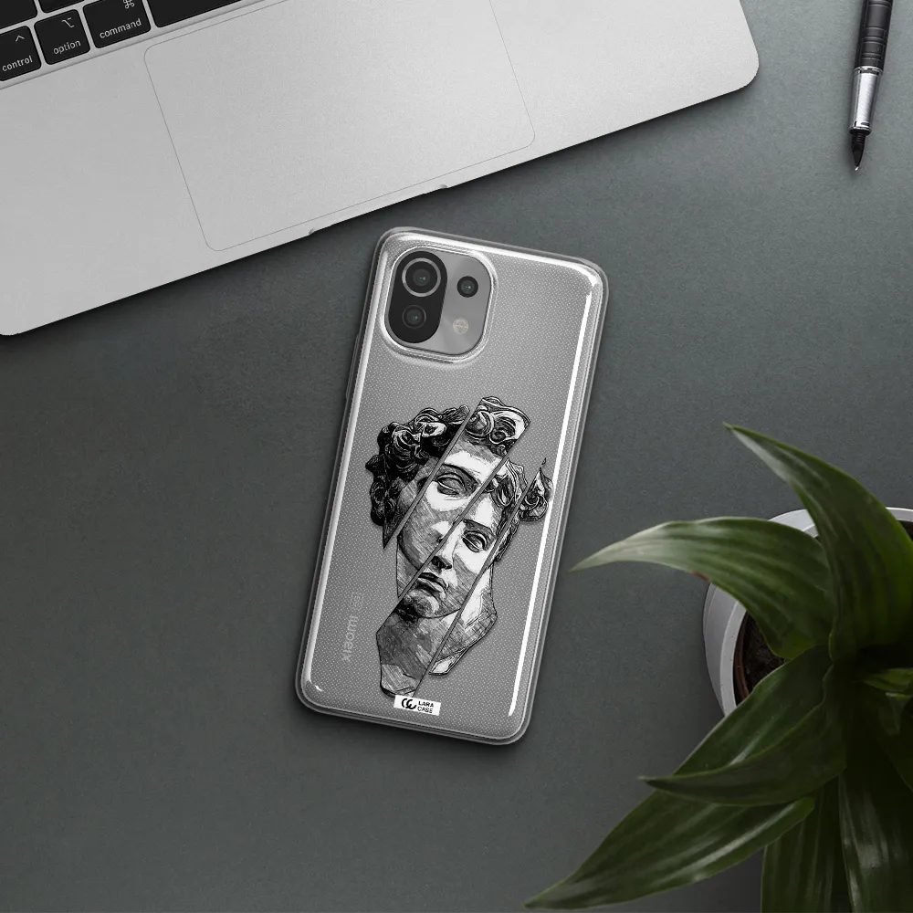 a drawing of a head of a man Xiaomi Mi 11 Lite Clear TPU Case