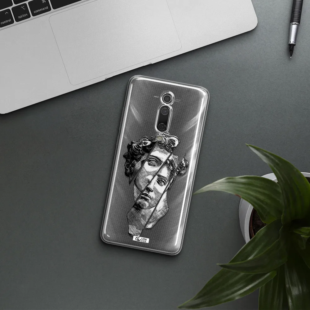 a drawing of a head of a man Xiaomi Mi 9T Clear TPU Case