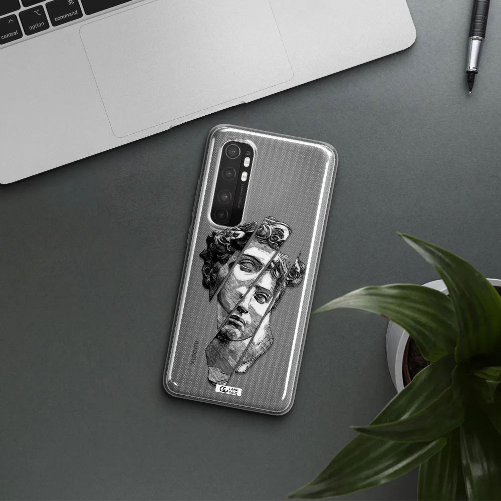 a drawing of a head of a man Xiaomi Mi Note 10 Lite Clear TPU Case