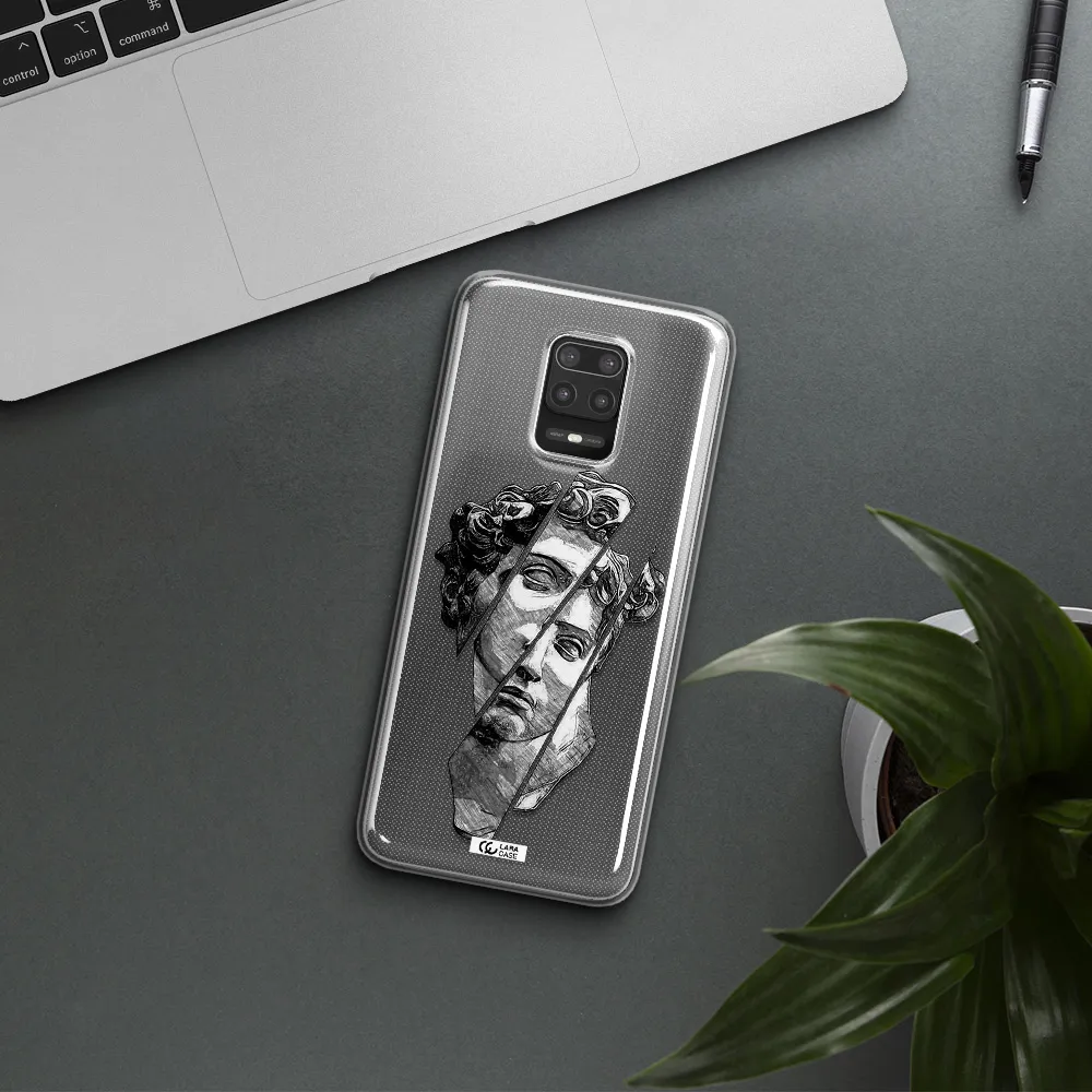 a drawing of a head of a man Xiaomi Note 9S Clear TPU Case