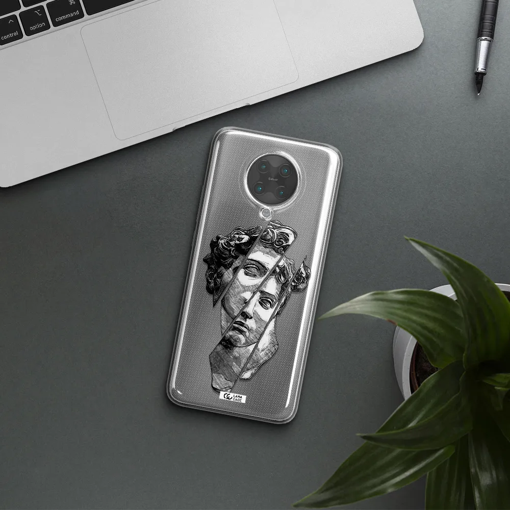 a drawing of a head of a man Xiaomi Poco F2 Pro Clear TPU Case