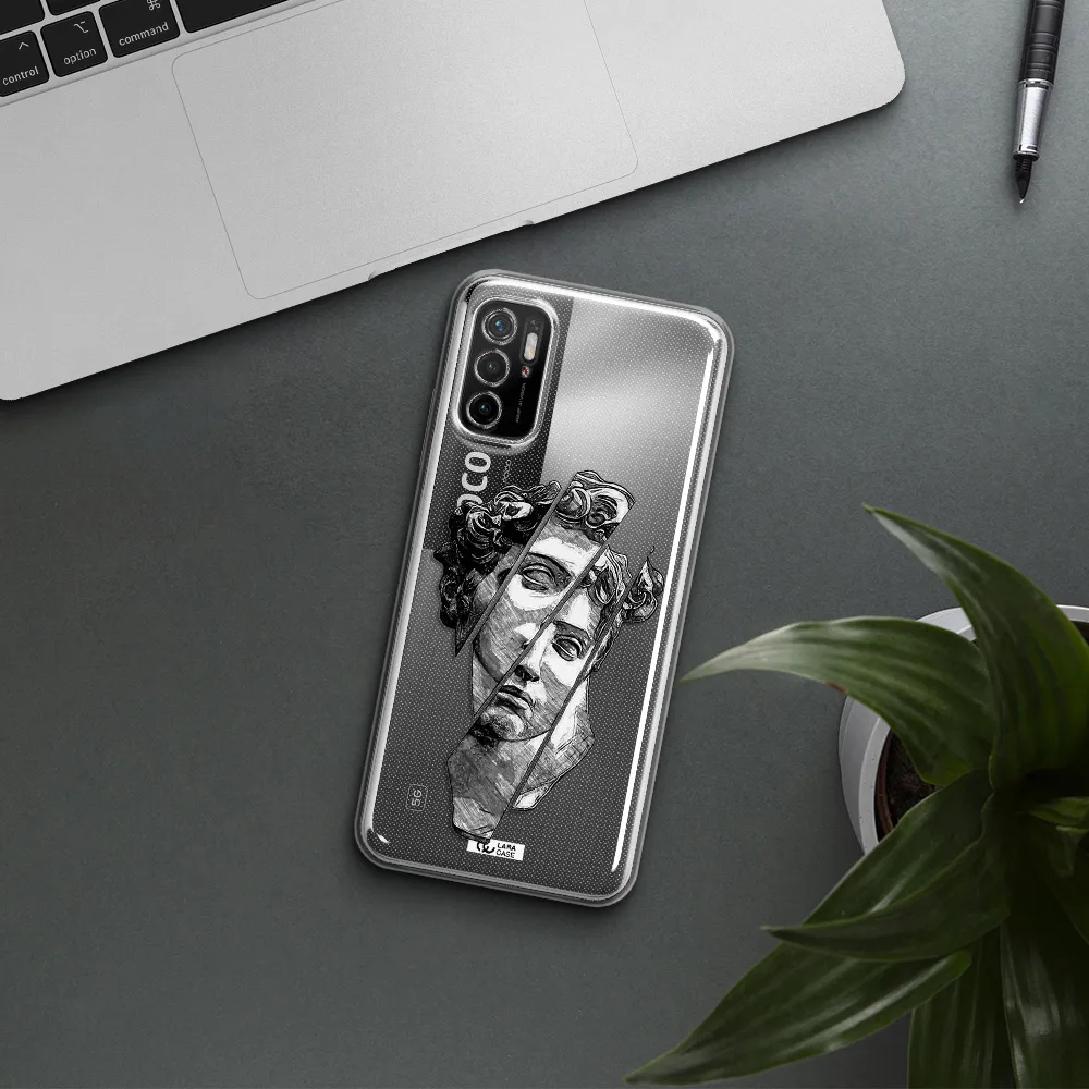 A Drawing Of A Head Of A Man Xiaomi Poco M3 Pro Clear Tpu Case