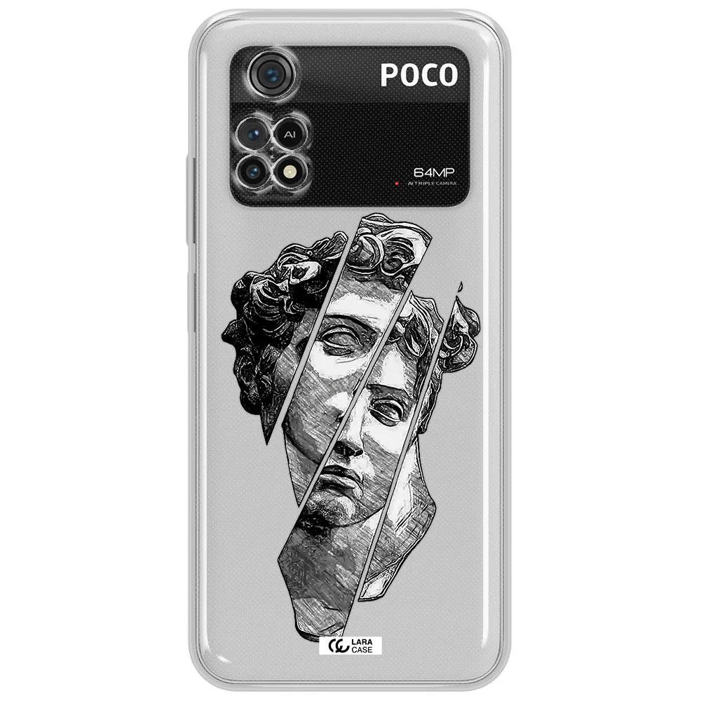 A Drawing Of A Head Of A Man Xiaomi Poco M4 Pro 4G Clear Tpu Case