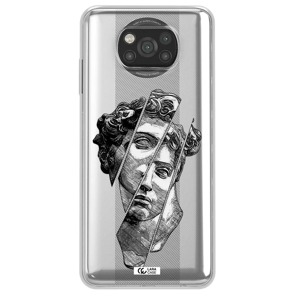 a drawing of a head of a man Xiaomi Poco X3 Clear TPU Case