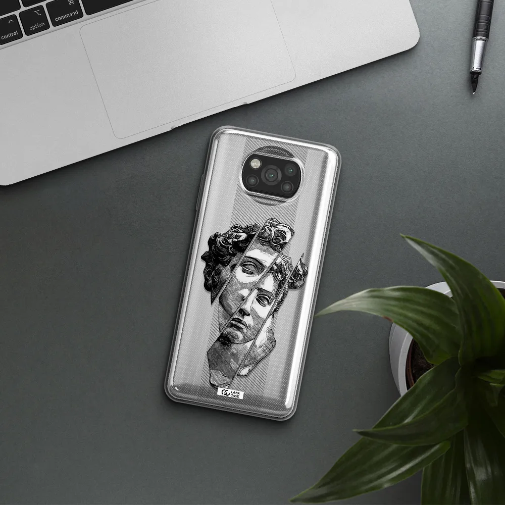 a drawing of a head of a man Xiaomi Poco X3 Clear TPU Case