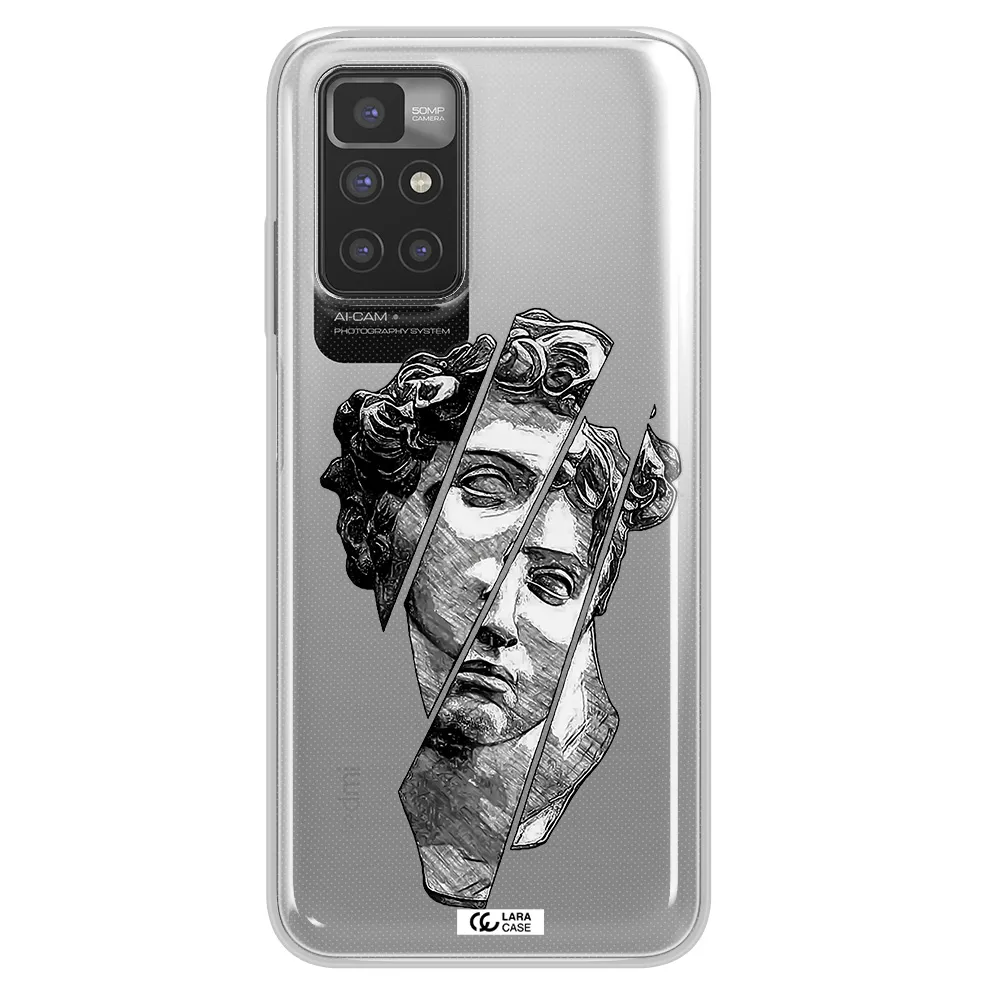 a drawing of a head of a man Xiaomi Redmi 10 Clear TPU Case