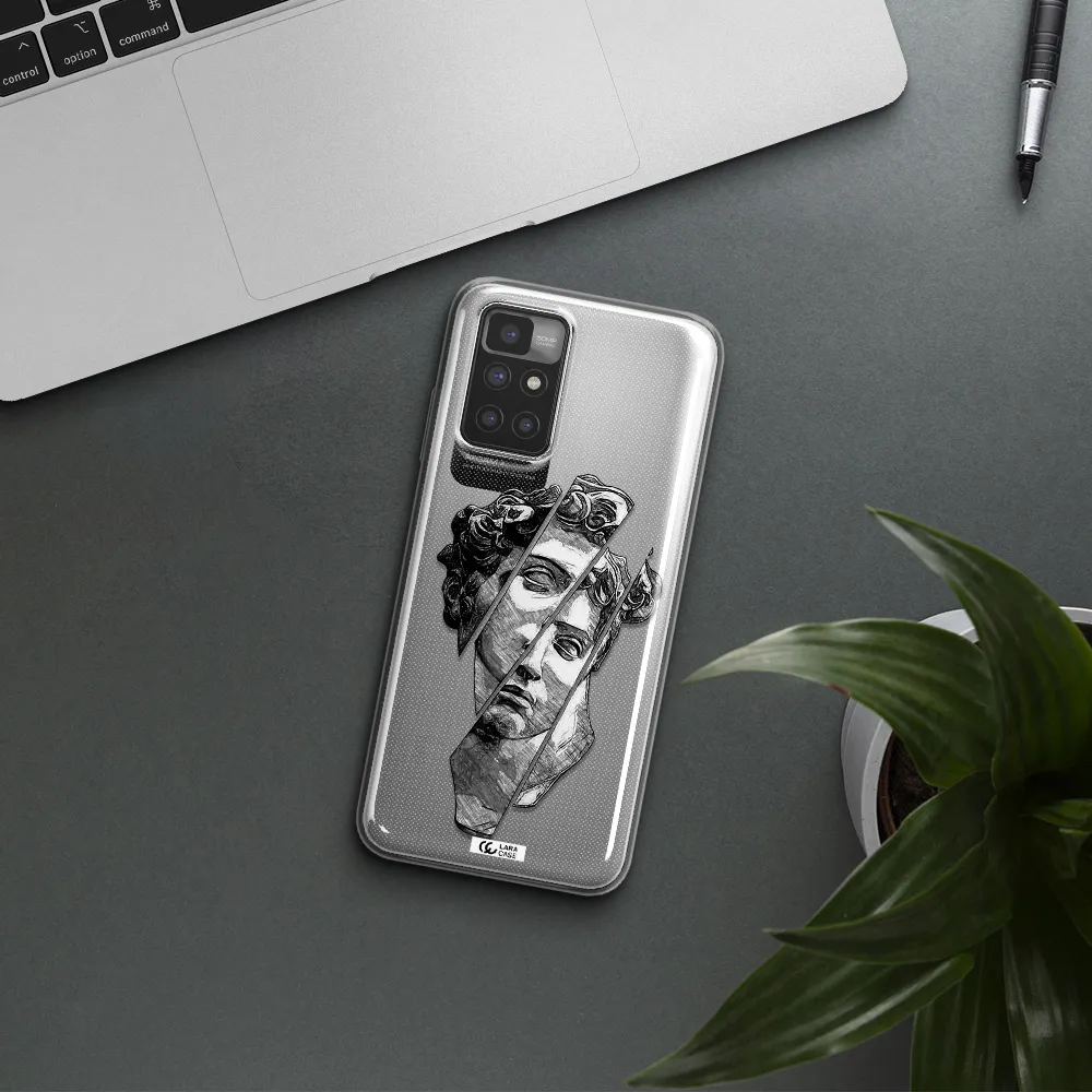 a drawing of a head of a man Xiaomi Redmi 10 Clear TPU Case