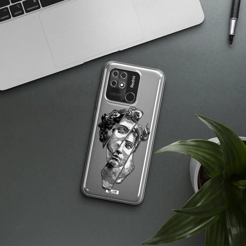 a drawing of a head of a man Xiaomi Redmi 10C Clear TPU Case