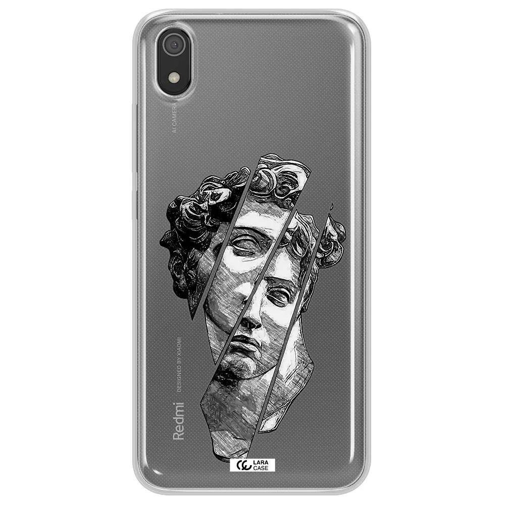 a drawing of a head of a man Xiaomi Redmi 7A Clear TPU Case