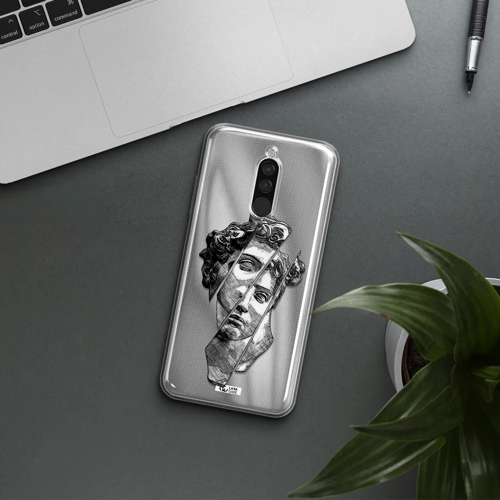 A Drawing Of A Head Of A Man Xiaomi Redmi 8 Clear Tpu Case