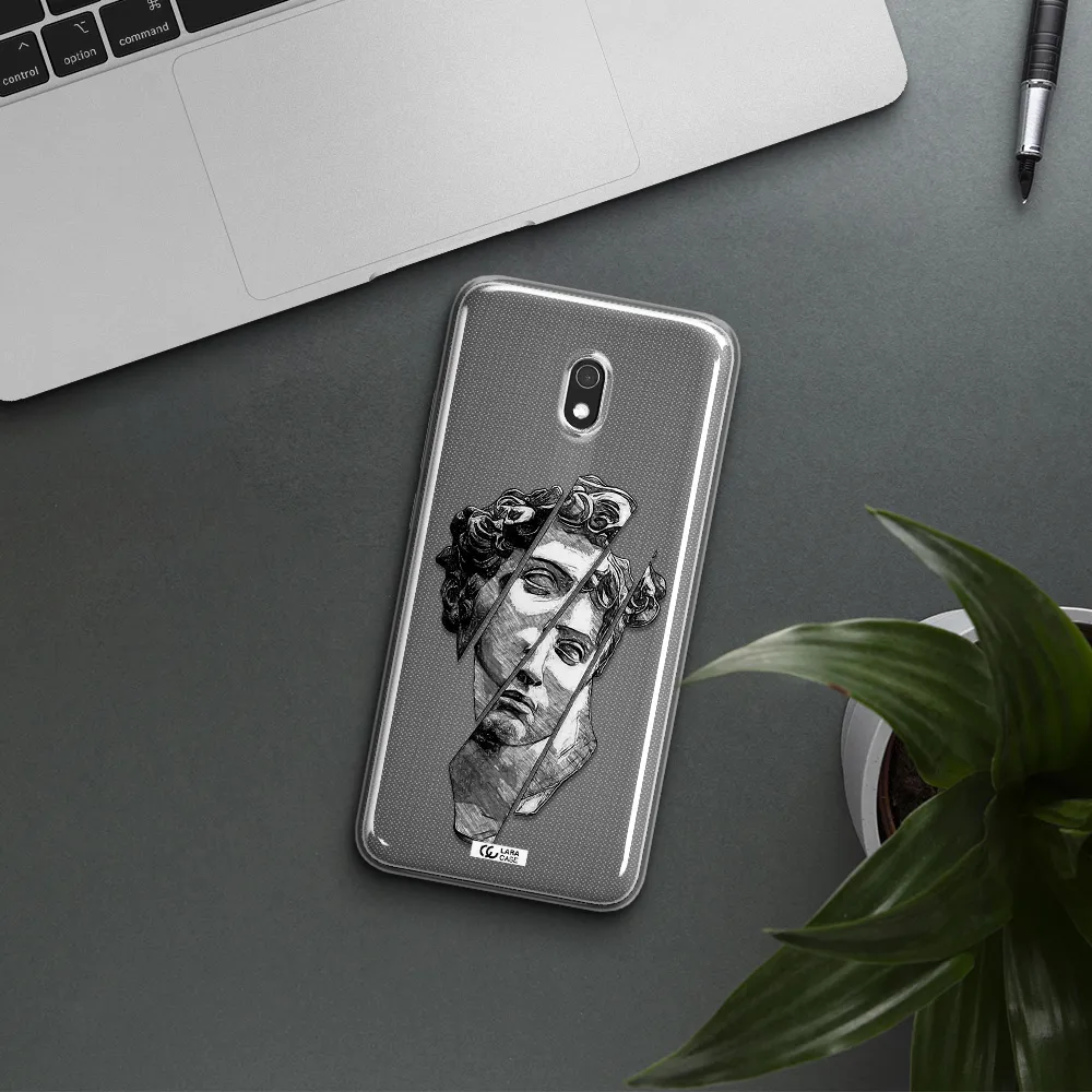a drawing of a head of a man Xiaomi Redmi 8A Clear TPU Case