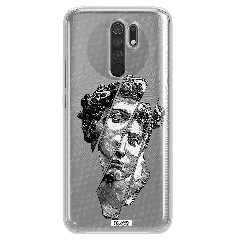 a drawing of a head of a man Xiaomi Redmi 9 Clear TPU Case