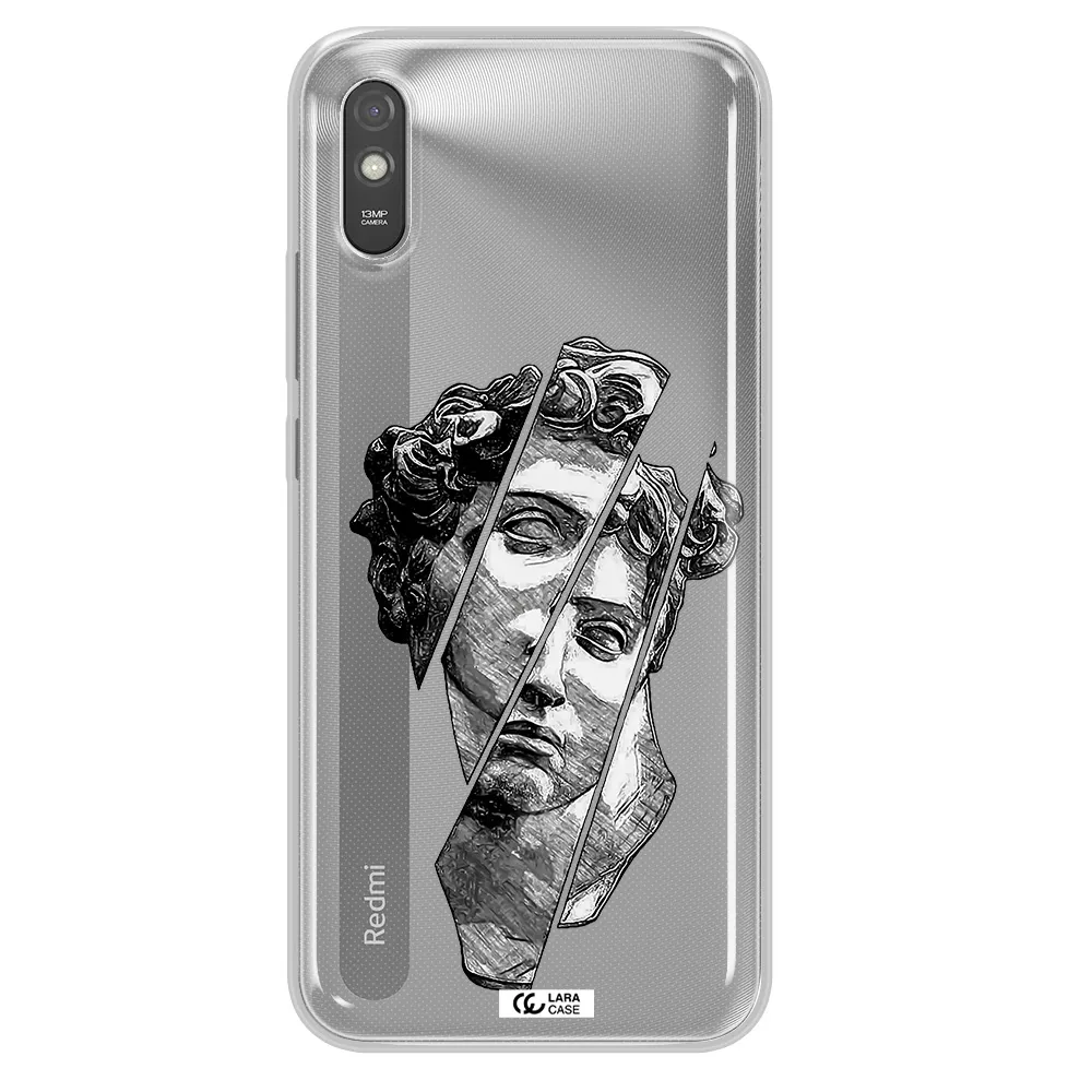 a drawing of a head of a man Xiaomi Redmi 9A Clear TPU Case