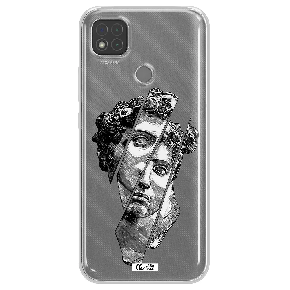 a drawing of a head of a man Xiaomi Redmi 9C Clear TPU Case