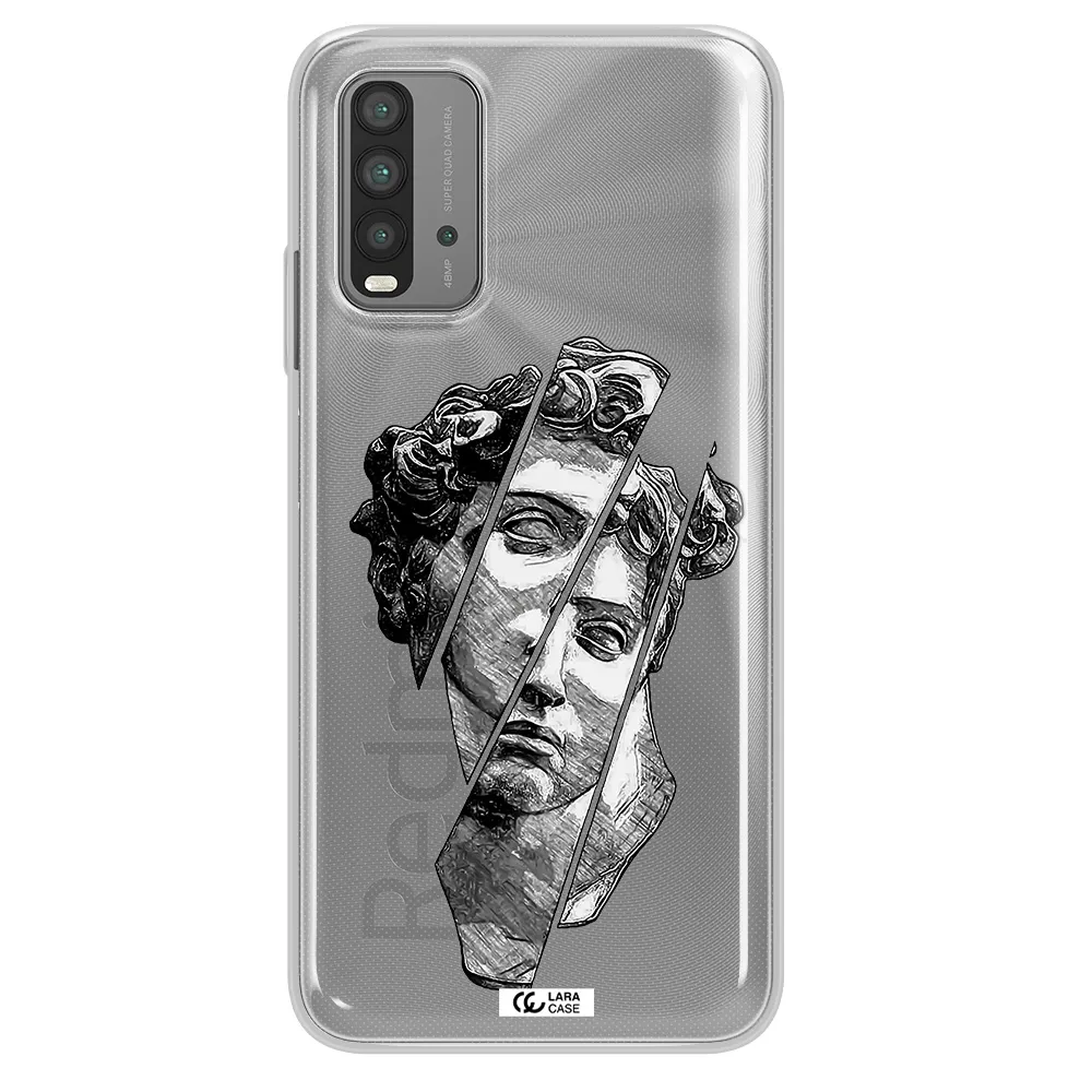 a drawing of a head of a man Xiaomi Redmi 9T Clear TPU Case