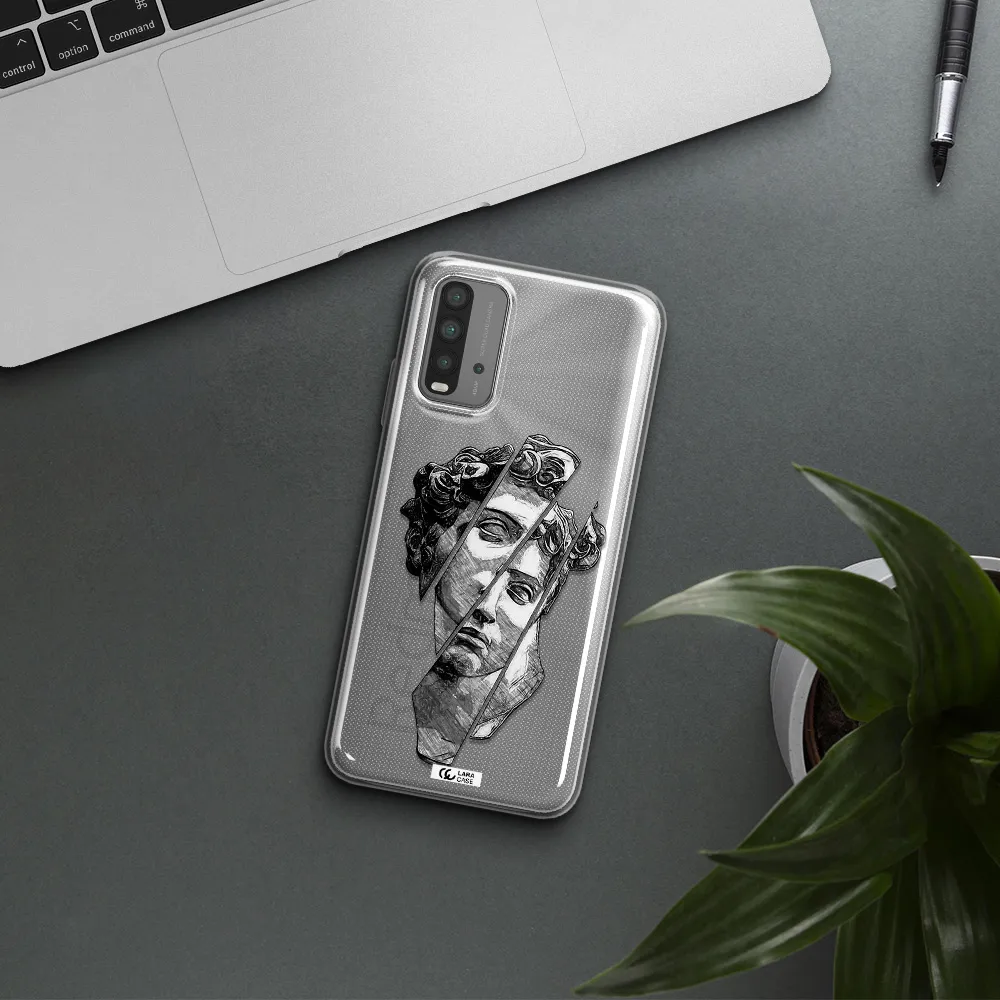 a drawing of a head of a man Xiaomi Redmi 9T Clear TPU Case