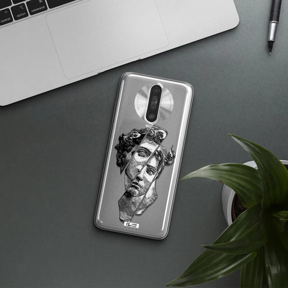 a drawing of a head of a man Xiaomi Redmi K30 Clear TPU Case