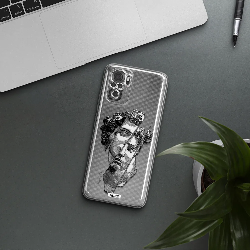 A Drawing Of A Head Of A Man Xiaomi Redmi Note 10S Clear Tpu Case