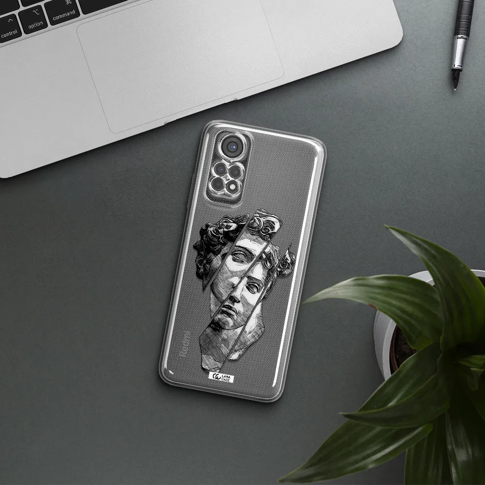 A Drawing Of A Head Of A Man Xiaomi Redmi Note 11S Clear Tpu Case