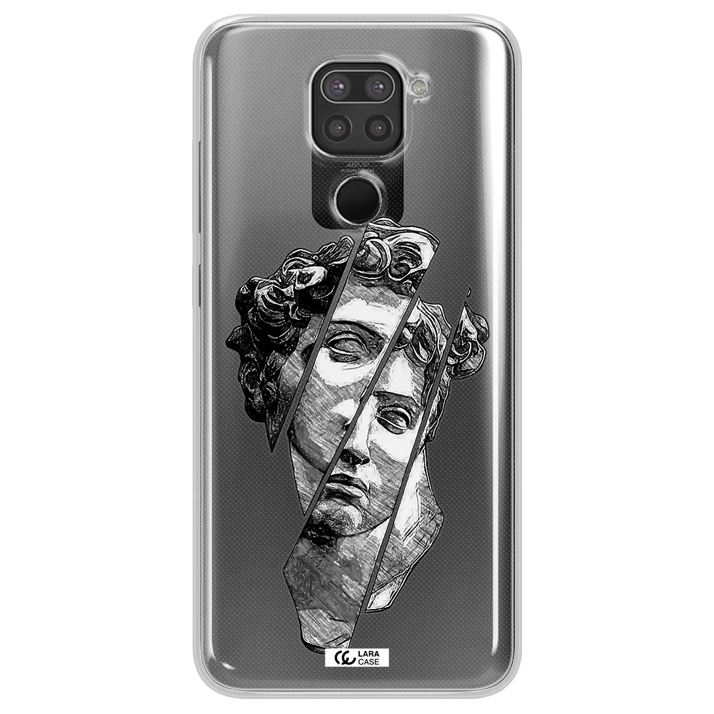 a drawing of a head of a man Xiaomi Redmi Note 9 Clear TPU Case