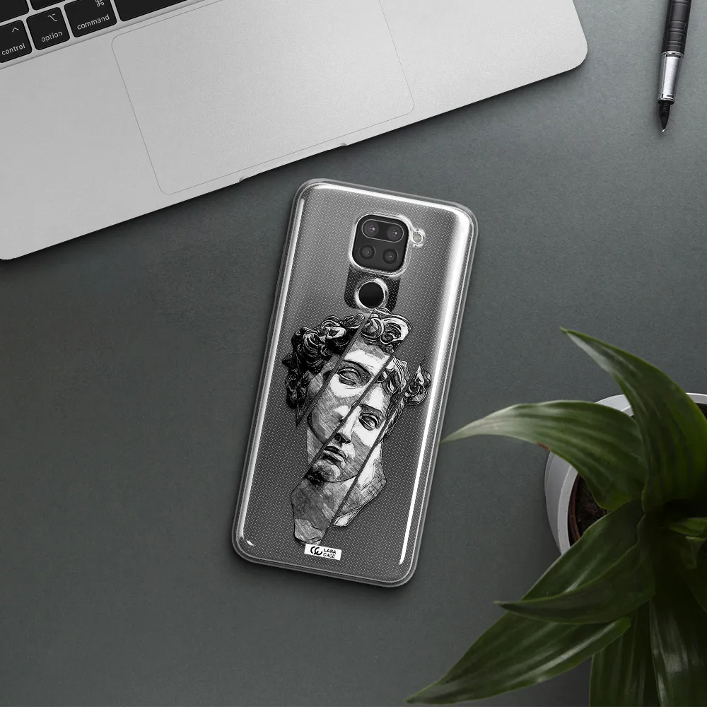 a drawing of a head of a man Xiaomi Redmi Note 9 Clear TPU Case
