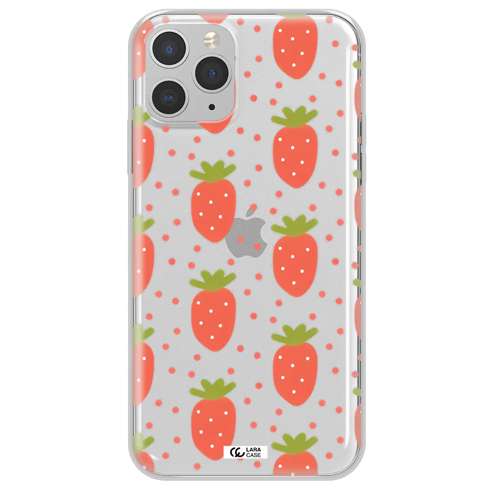 a pattern of strawberries on a white background Apple iPhone 11 pro Clear TPU Case