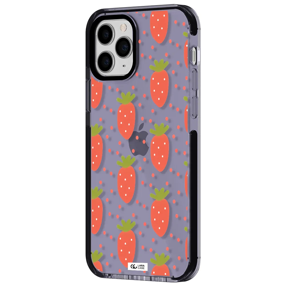 a pattern of strawberries on a white background Apple iPhone 11 pro impact Lilac Case