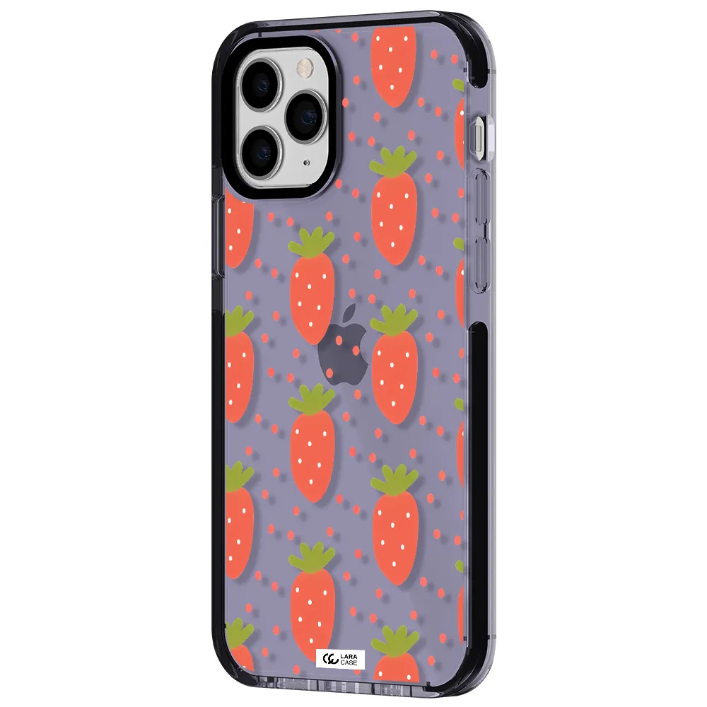 a pattern of strawberries on a white background Apple iPhone 11 pro max impact Lilac Case