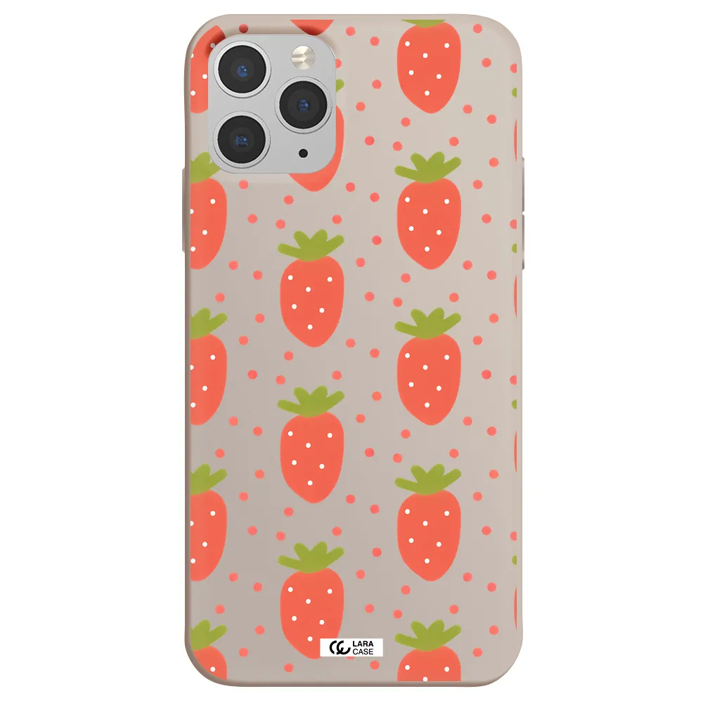 a pattern of strawberries on a white background Apple iPhone 11 pro max Silicone Stone Case