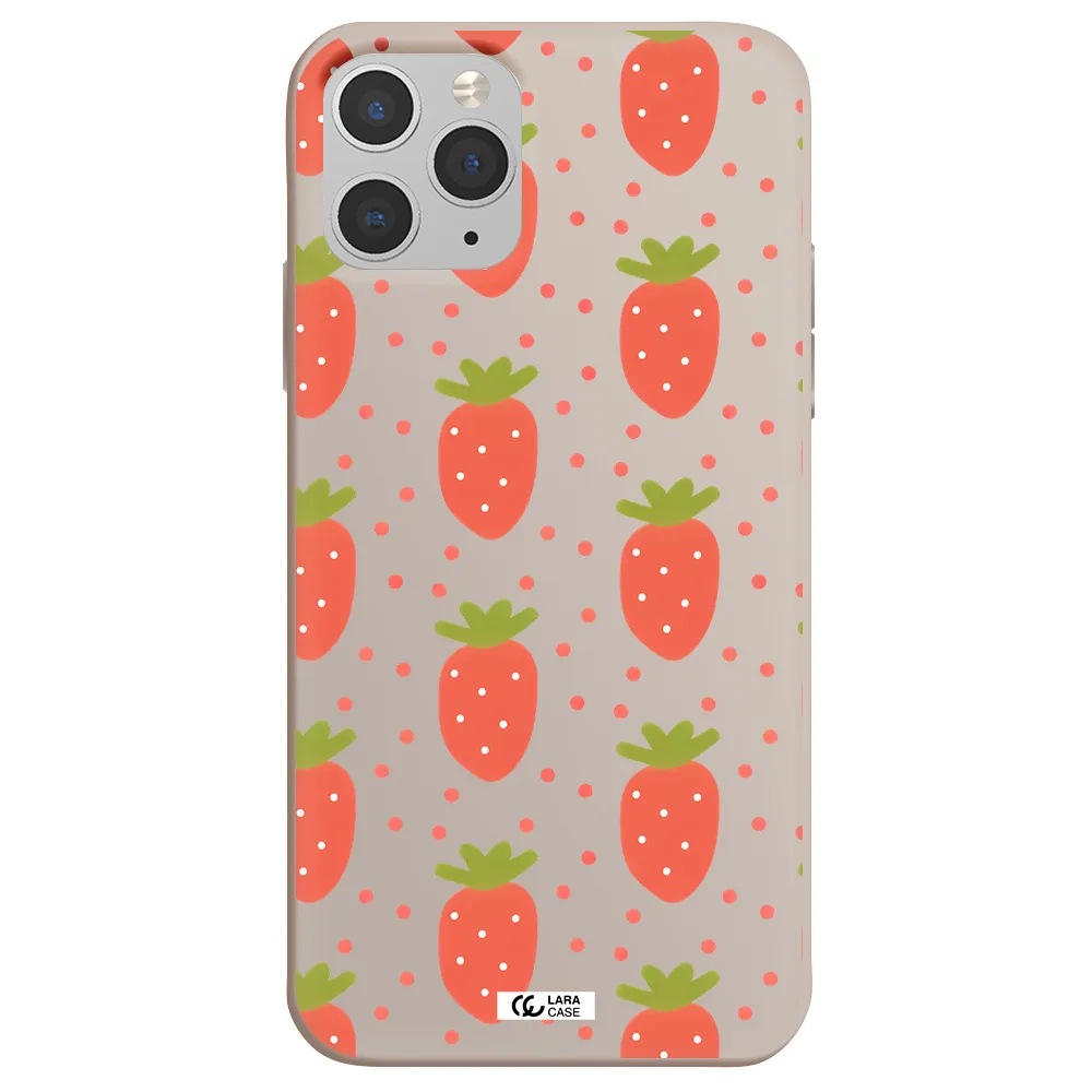 a pattern of strawberries on a white background Apple iPhone 11 pro Silicone Stone Case