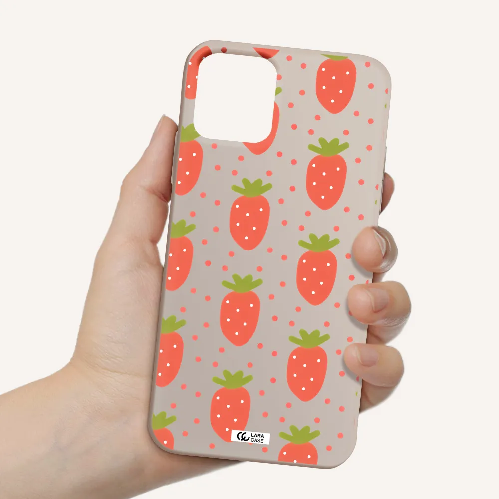 a pattern of strawberries on a white background Apple iPhone 11 pro Silicone Stone Case
