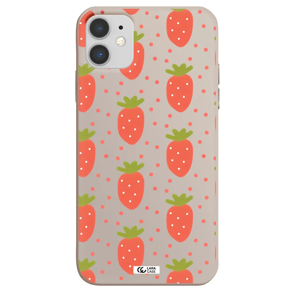 a pattern of strawberries on a white background Apple iPhone 11 Silicone Stone Case