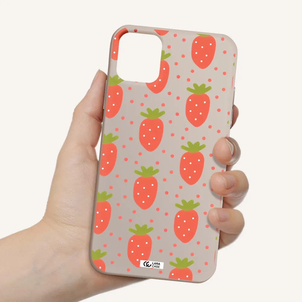 a pattern of strawberries on a white background Apple iPhone 11 Silicone Stone Case