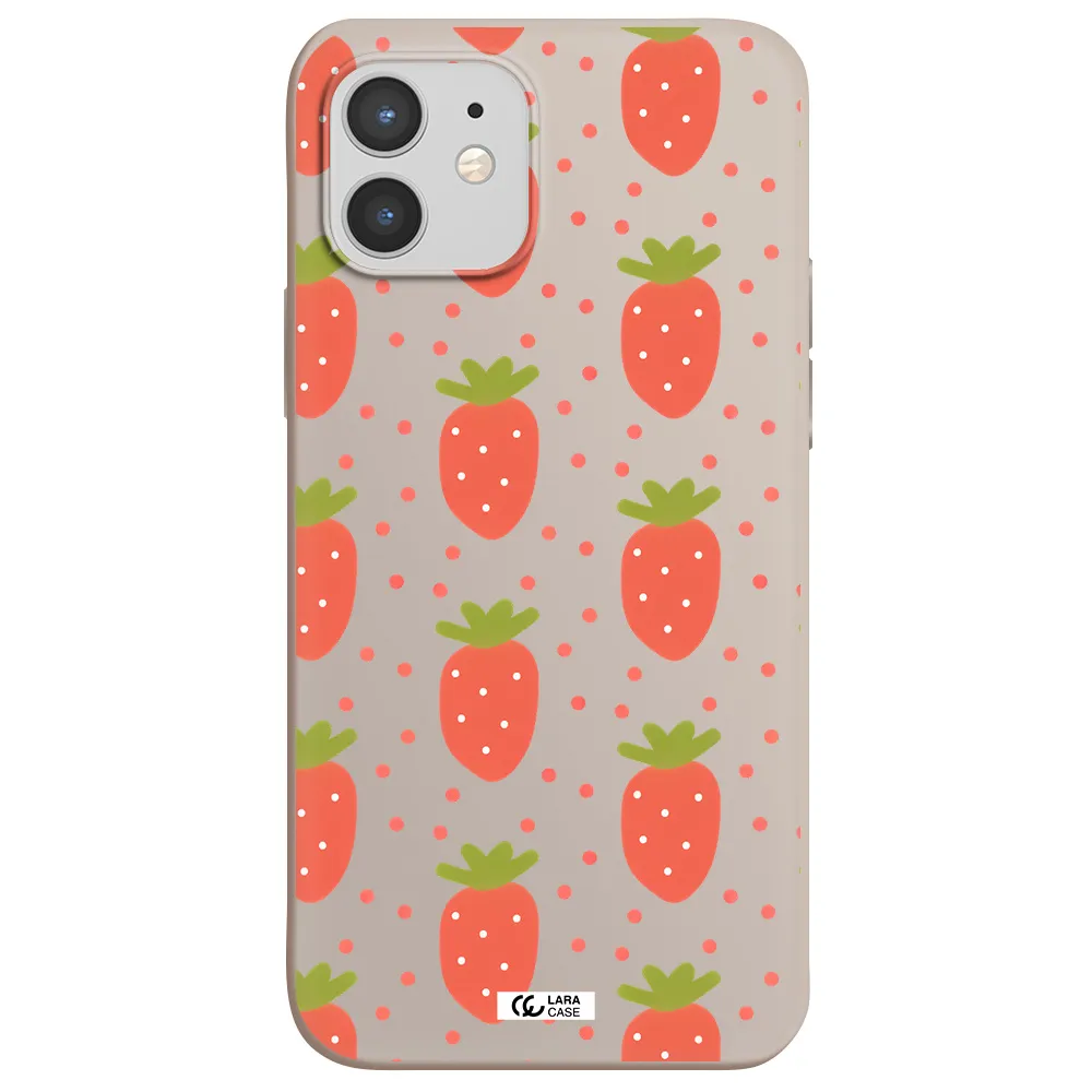 a pattern of strawberries on a white background Apple iPhone 12 mini Silicone Stone Case