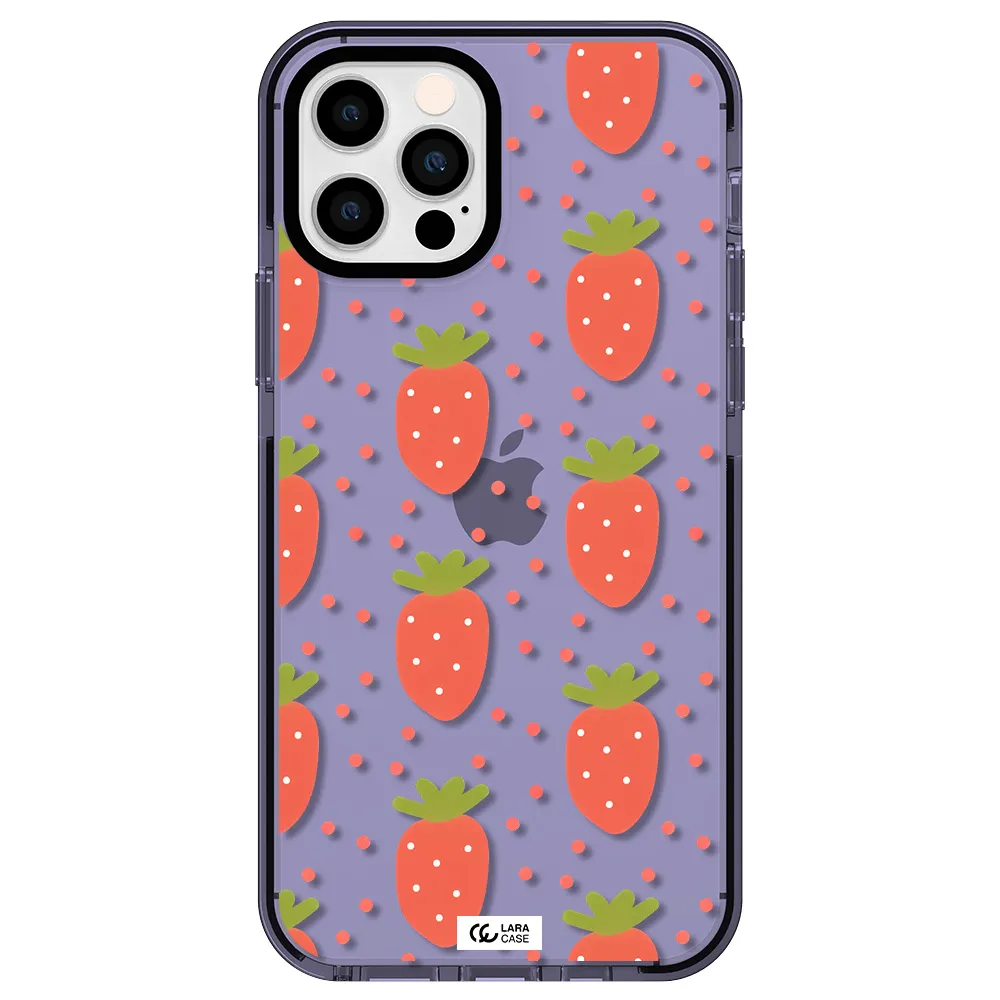 a pattern of strawberries on a white background Apple iPhone 12 pro impact Lilac Case