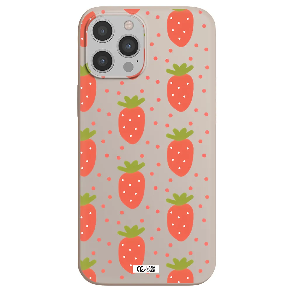 a pattern of strawberries on a white background Apple iPhone 12 pro max Silicone Stone Case