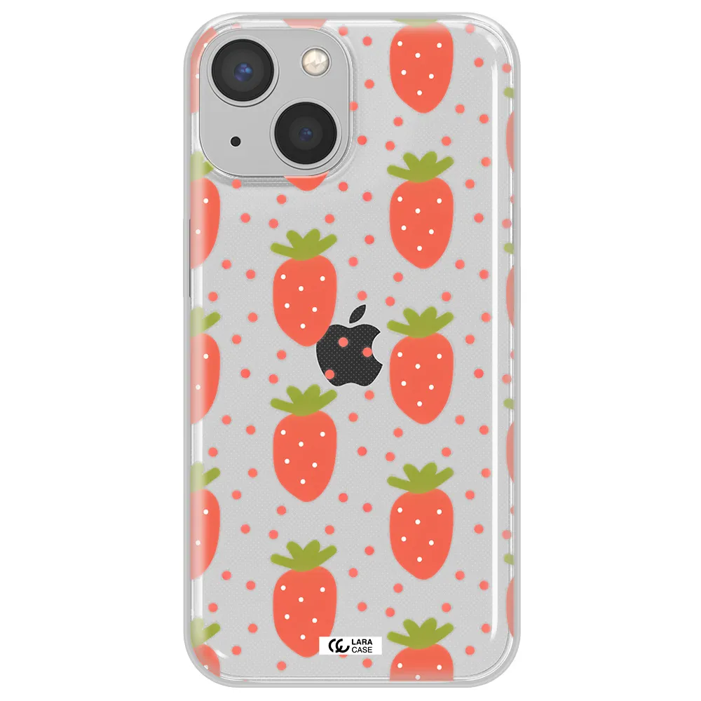 a pattern of strawberries on a white background Apple iPhone 13 Clear TPU Case