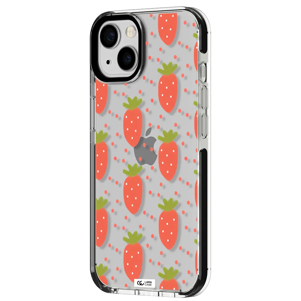 a pattern of strawberries on a white background Apple iPhone 13 impact black border Case