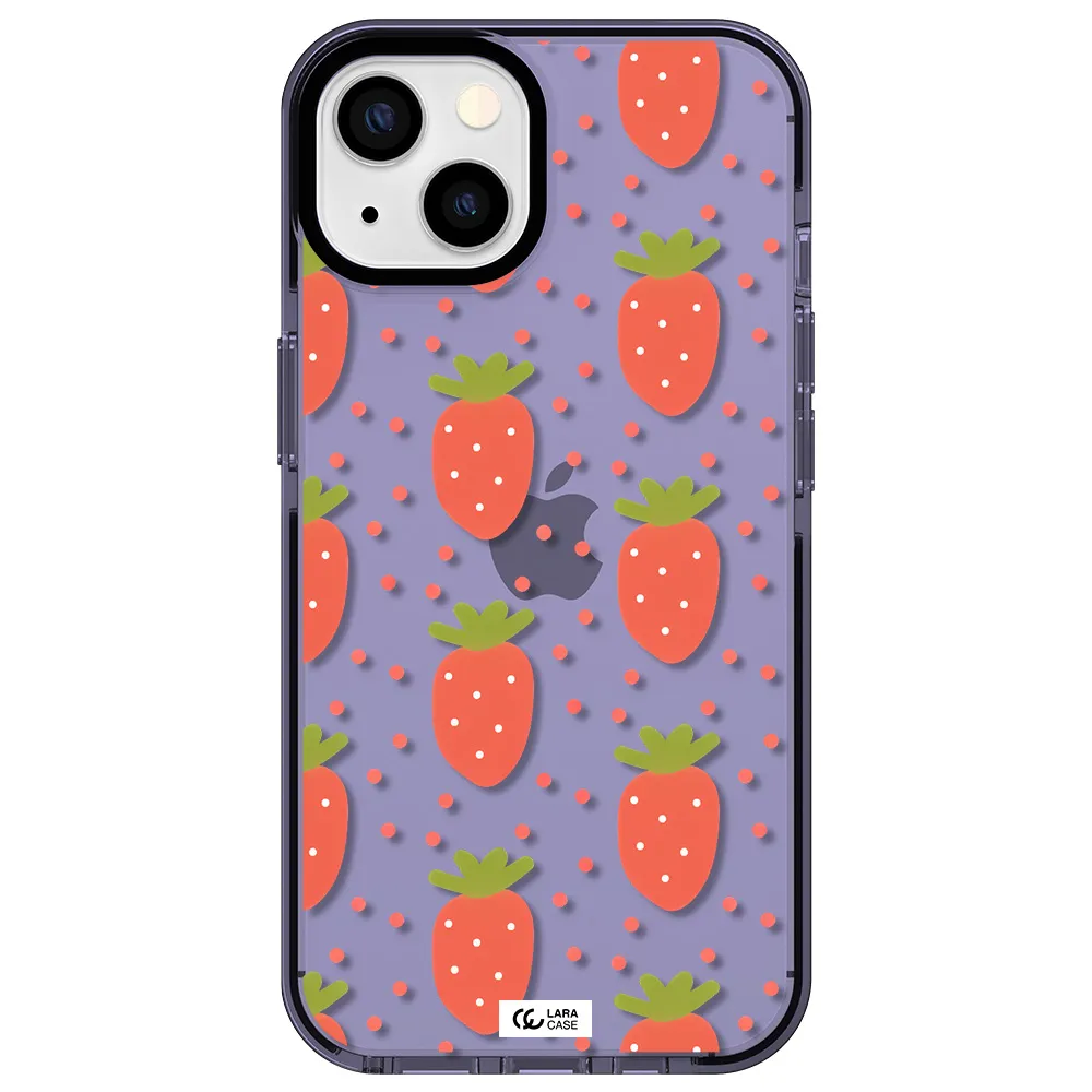 a pattern of strawberries on a white background Apple iPhone 13 impact Lilac Case