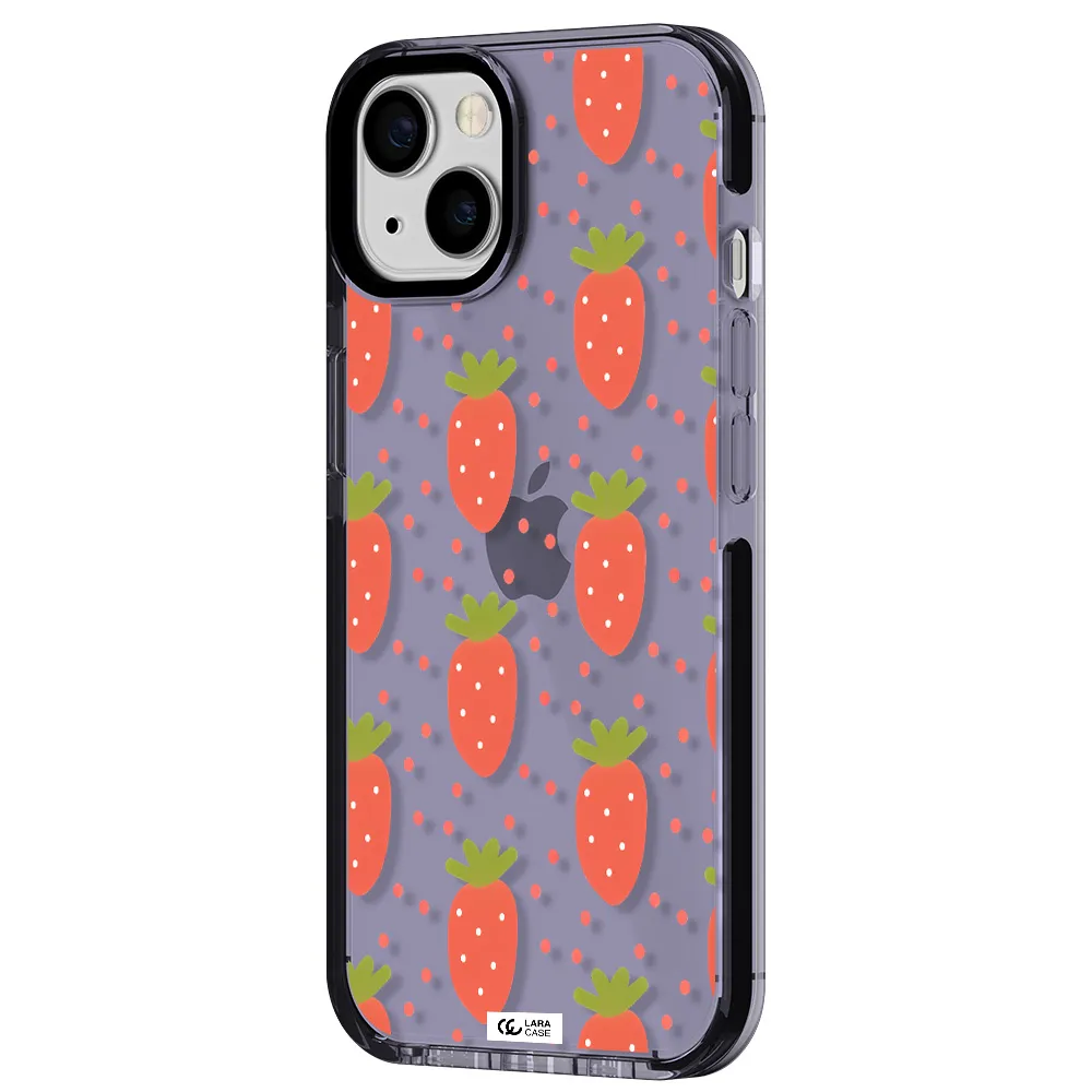 a pattern of strawberries on a white background Apple iPhone 13 impact Lilac Case