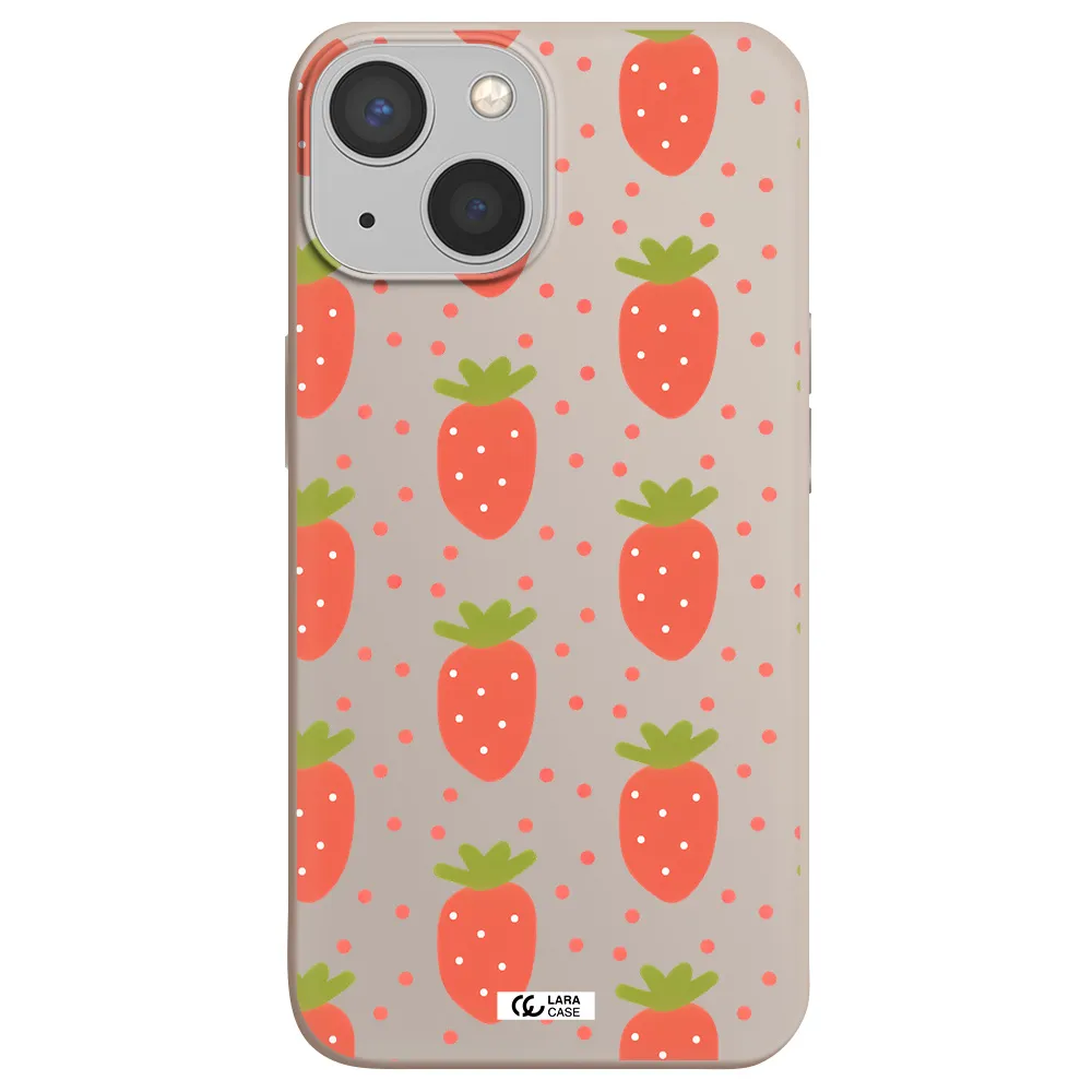 a pattern of strawberries on a white background Apple iPhone 13 mini Silicone Stone Case