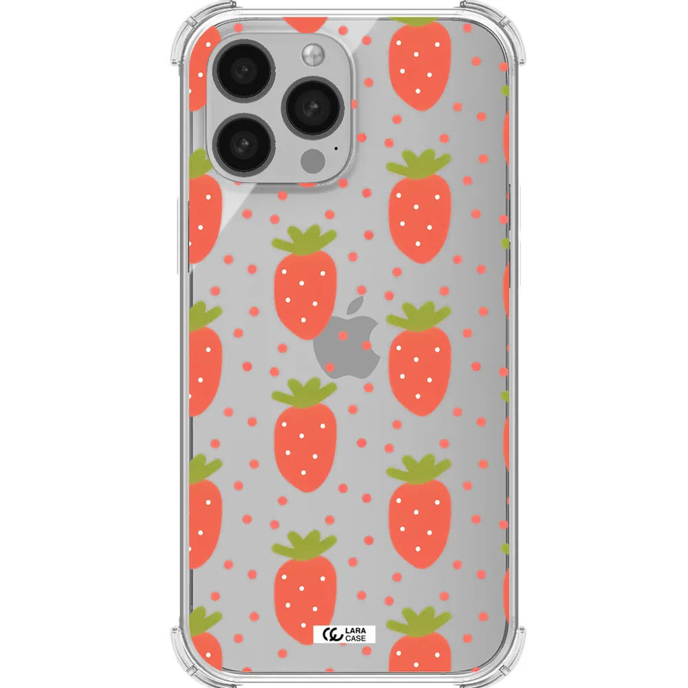 a pattern of strawberries on a white background Apple iPhone 13 Pro Clear PC Case