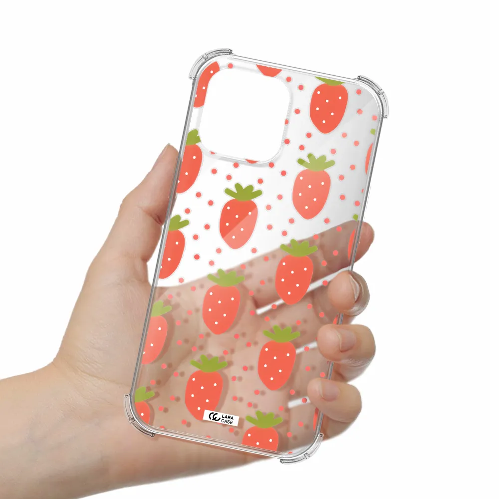a pattern of strawberries on a white background Apple iPhone 13 Pro Clear PC Case