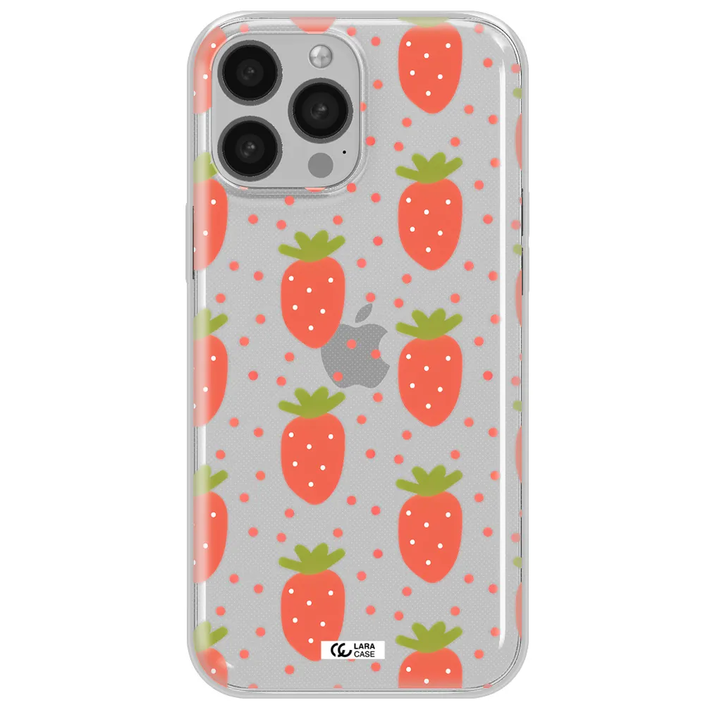 a pattern of strawberries on a white background Apple iPhone 13 Pro Clear TPU Case
