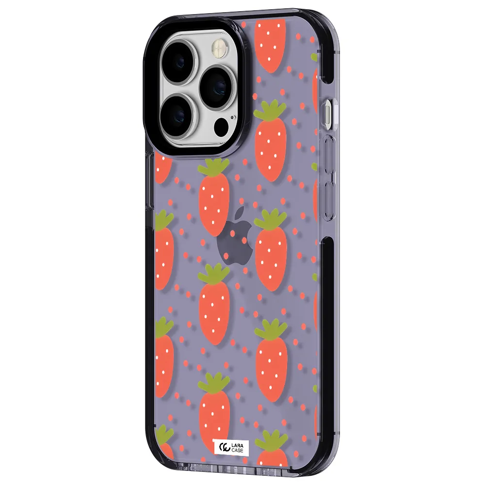 a pattern of strawberries on a white background Apple iPhone 13 Pro impact Lilac Case