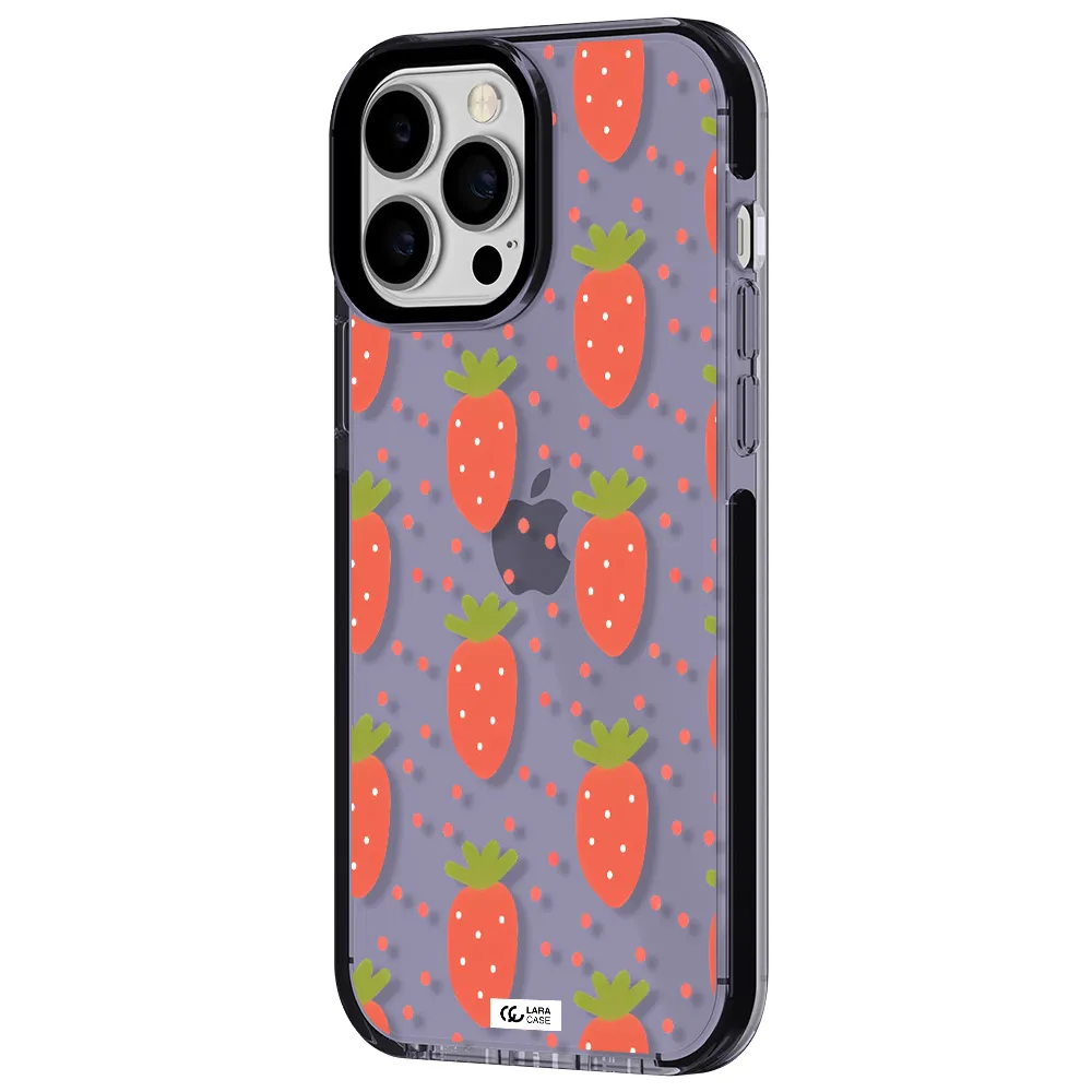 a pattern of strawberries on a white background Apple iPhone 13 Pro Max impact Lilac Case