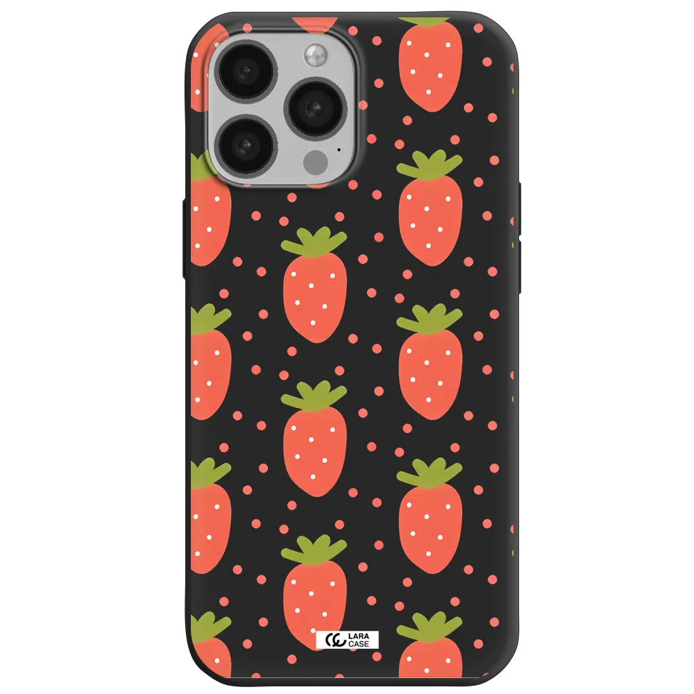 a pattern of strawberries on a white background Apple iPhone 13 Pro Silicone black Case