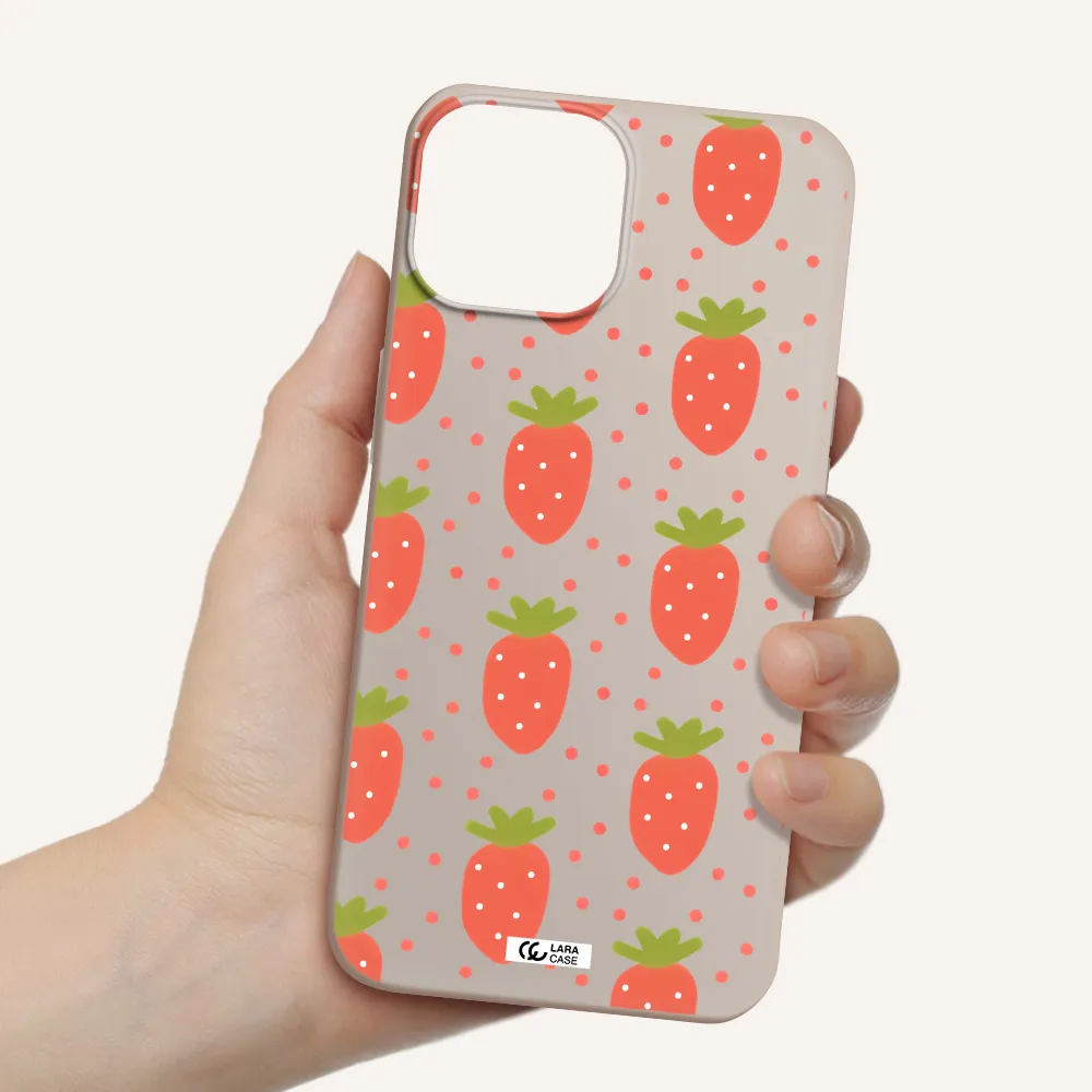 a pattern of strawberries on a white background Apple iPhone 13 Silicone Stone Case