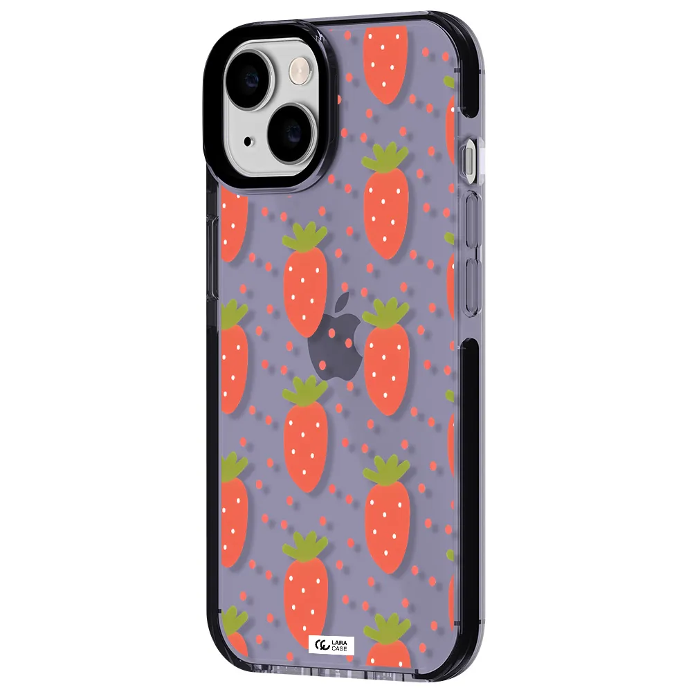 a pattern of strawberries on a white background Apple iPhone 14 impact Lilac Case