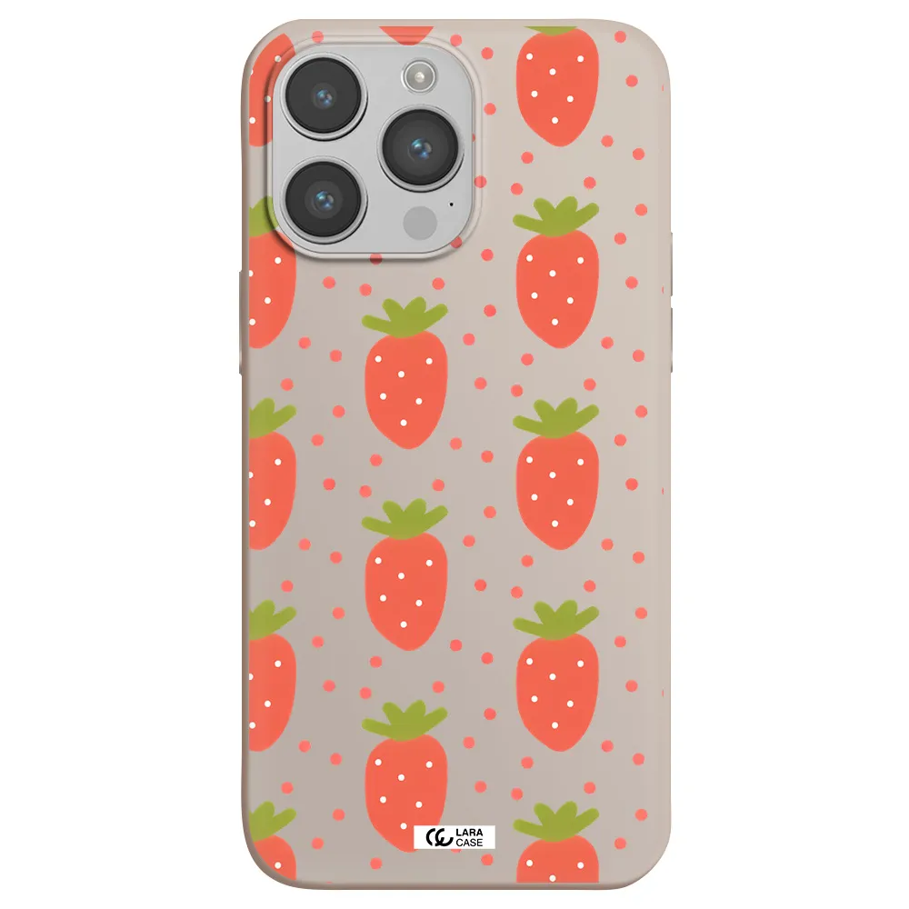 a pattern of strawberries on a white background Apple iPhone 14 pro max Silicone Stone Case